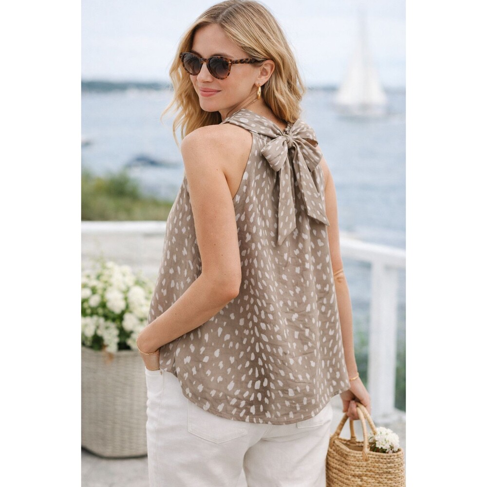 Tuckernuck Mason Bow Top L Taupe Neutral Preppy Coastal Chic
